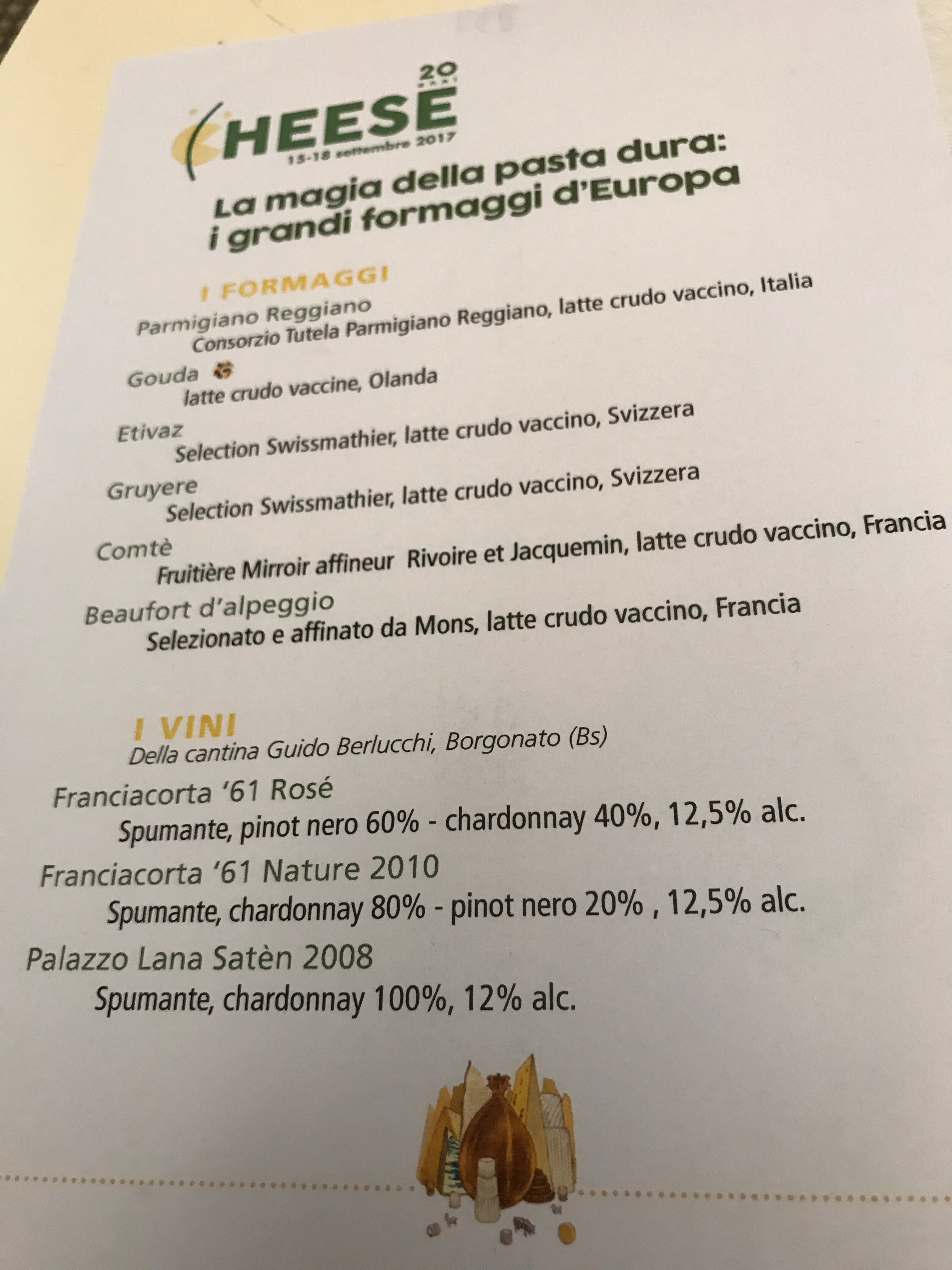 The cheeses we tasted at the tasting of firm European cheeses during Cheese 2017