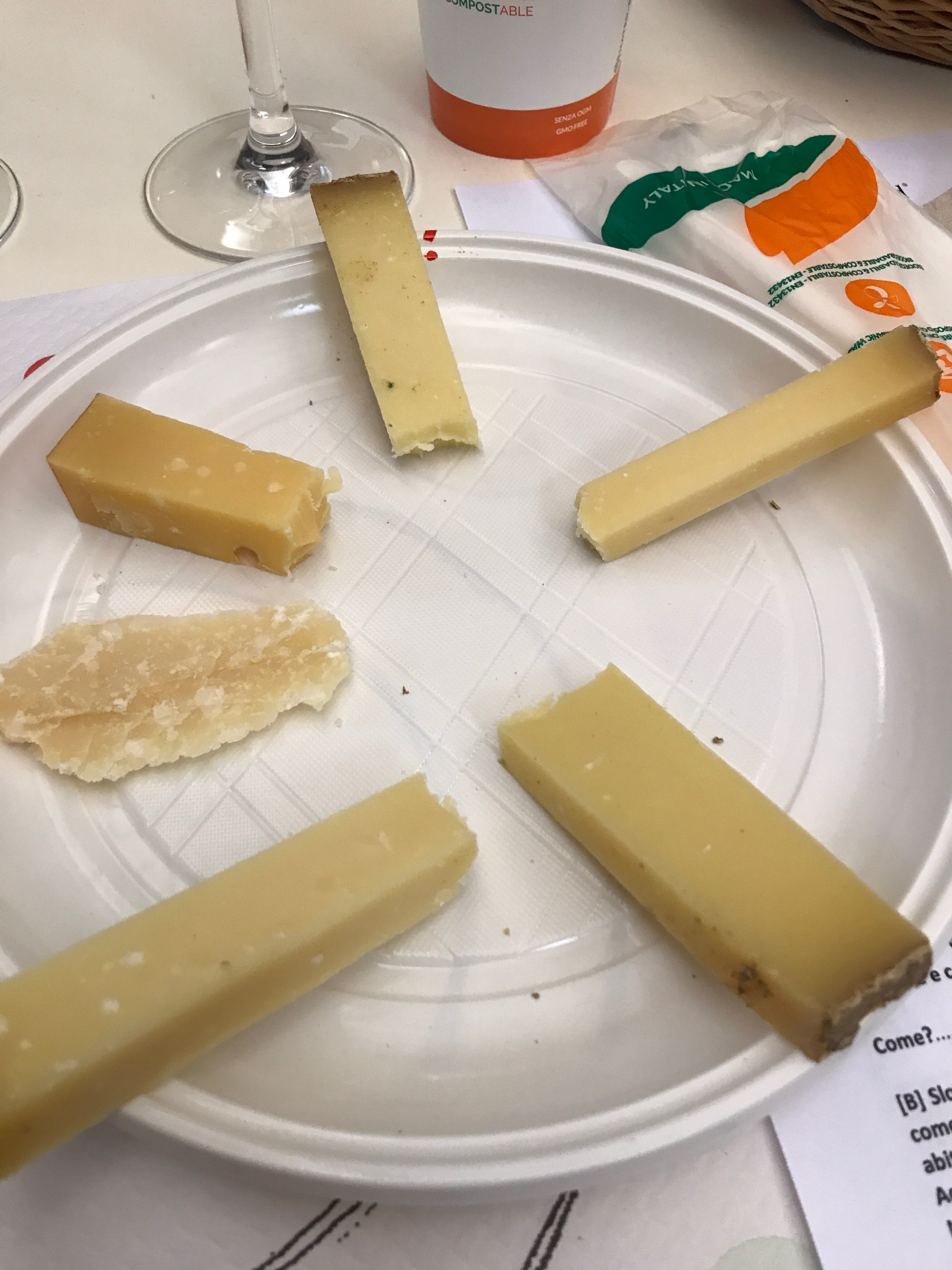 Six firm cheeses at the tasting during Cheese 2017 in Bra 